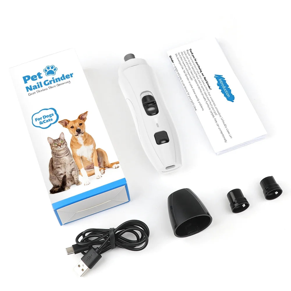 Pet Dog Nail Grinder 2-Speed Electric Rechargeable Pet Nail Trimmer Painless Paws for Small Medium Large Dogs & Cats